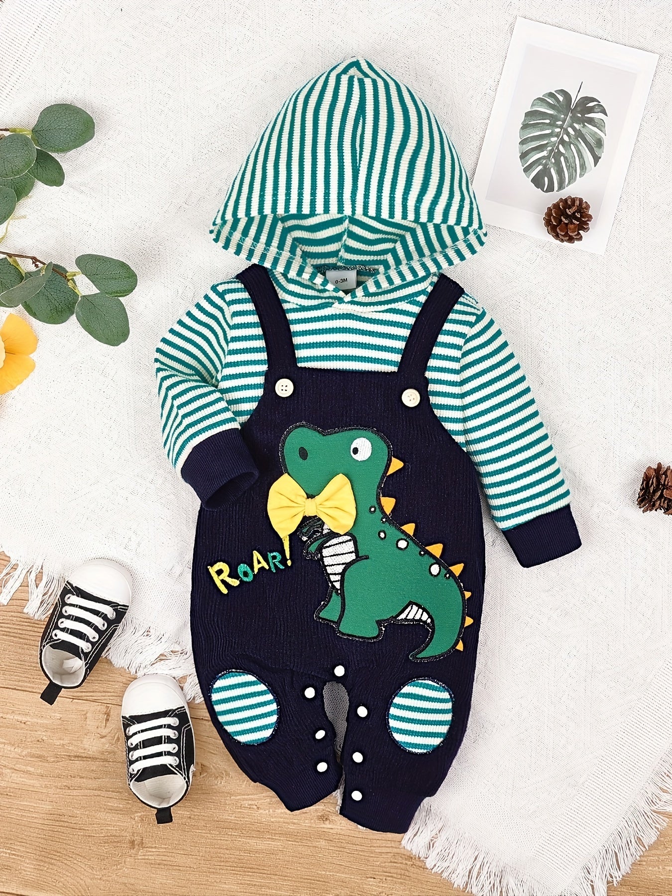 Baby Boy Clothes Newborn Outfits Infant Fall Winter Long Sleeve Cartoon Romper Bodysuit and Pocket Pants Set 0 Months to 18 Months for Outdoor Use