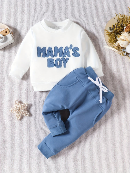 Toddler Boy Clothes Mamas Boy Print Long Sleeve Sweatshirt