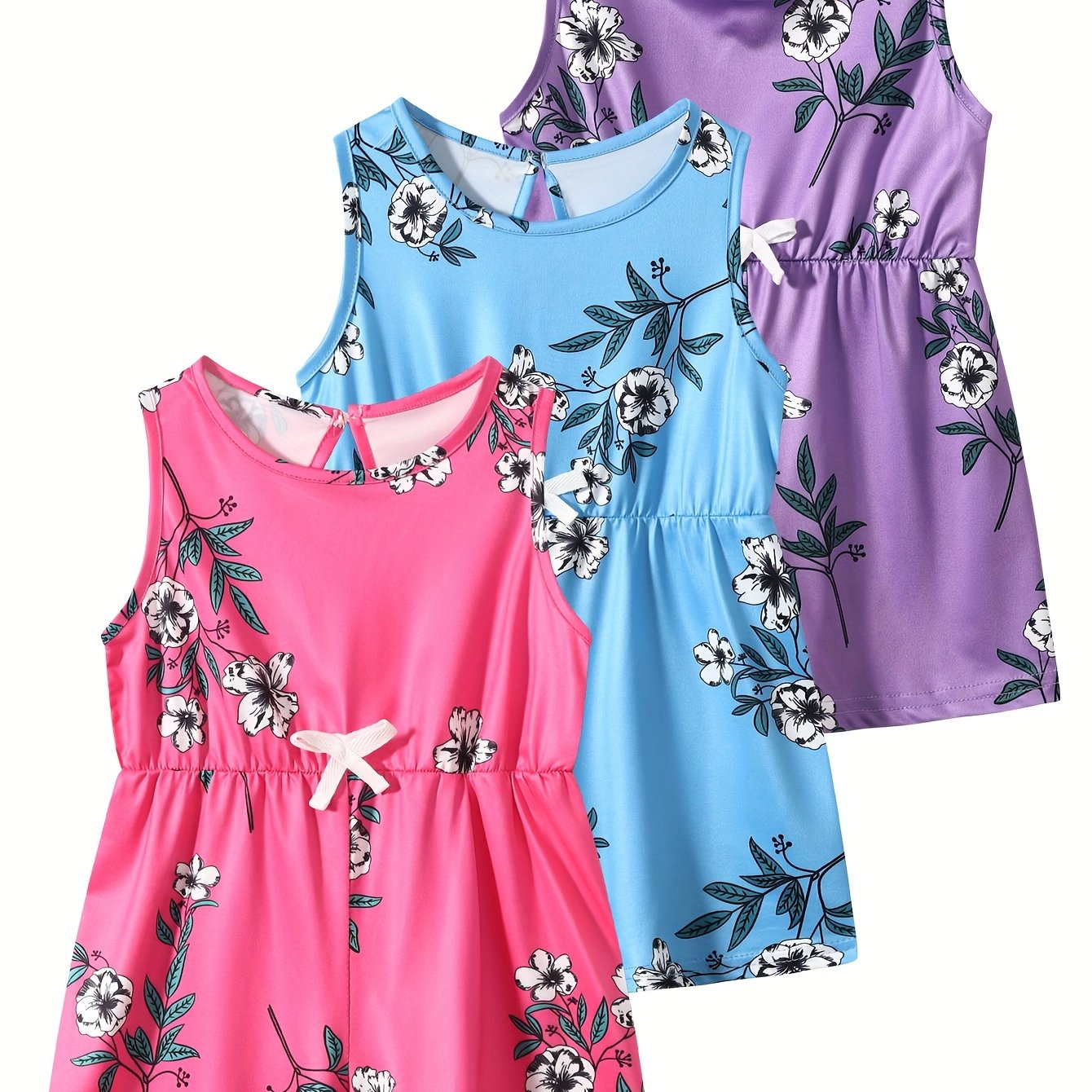 3pcs Girls Jumpsuits Summer Fashionable Casual Jumpsuits Perfect for Outdoor Activities
