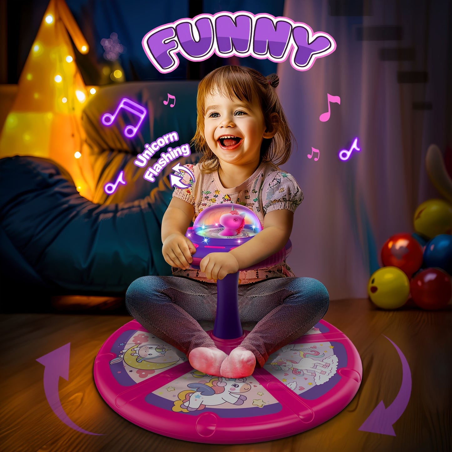 360 Degree Spinning Dinosaur Toy for Youngsters 2 to 3 Years Interactive Sensory Activity Center with Lights Music and 4 Dinosaur Buttons Pink Green Educational Gift for Boys and Girls