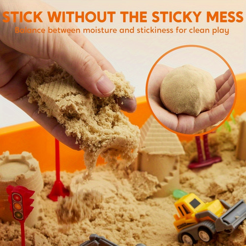 DIY Construction Sensory Bin for Toddlers with Glow in The Dark Stones Sandbox with Lid Castle Building Kit Preschool Learning Activities Gifts for Boys and Girls Age 3 and Up