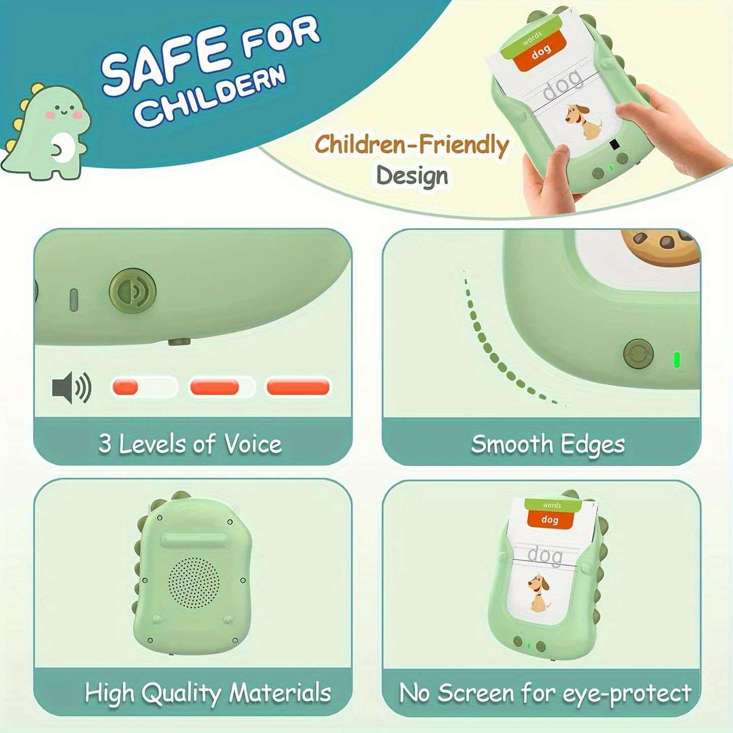 Re Writable Talking Flash Cards 168 Educational Sight Words Drawing Cards for Ages 3 Plus Green Durable Plastic for Speech Therapy and Sensory Learning