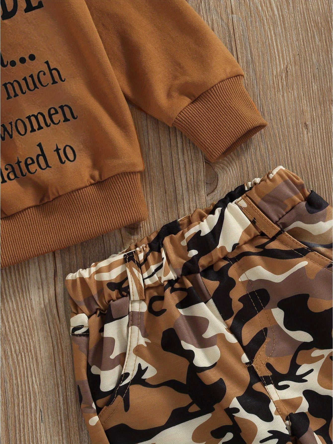 Toddler Baby Girls Fall Clothes Letter Print Long Sleeve Sweatshirt and Stretch Camouflage Pants Set 2pcs Outfit, for Outdoor