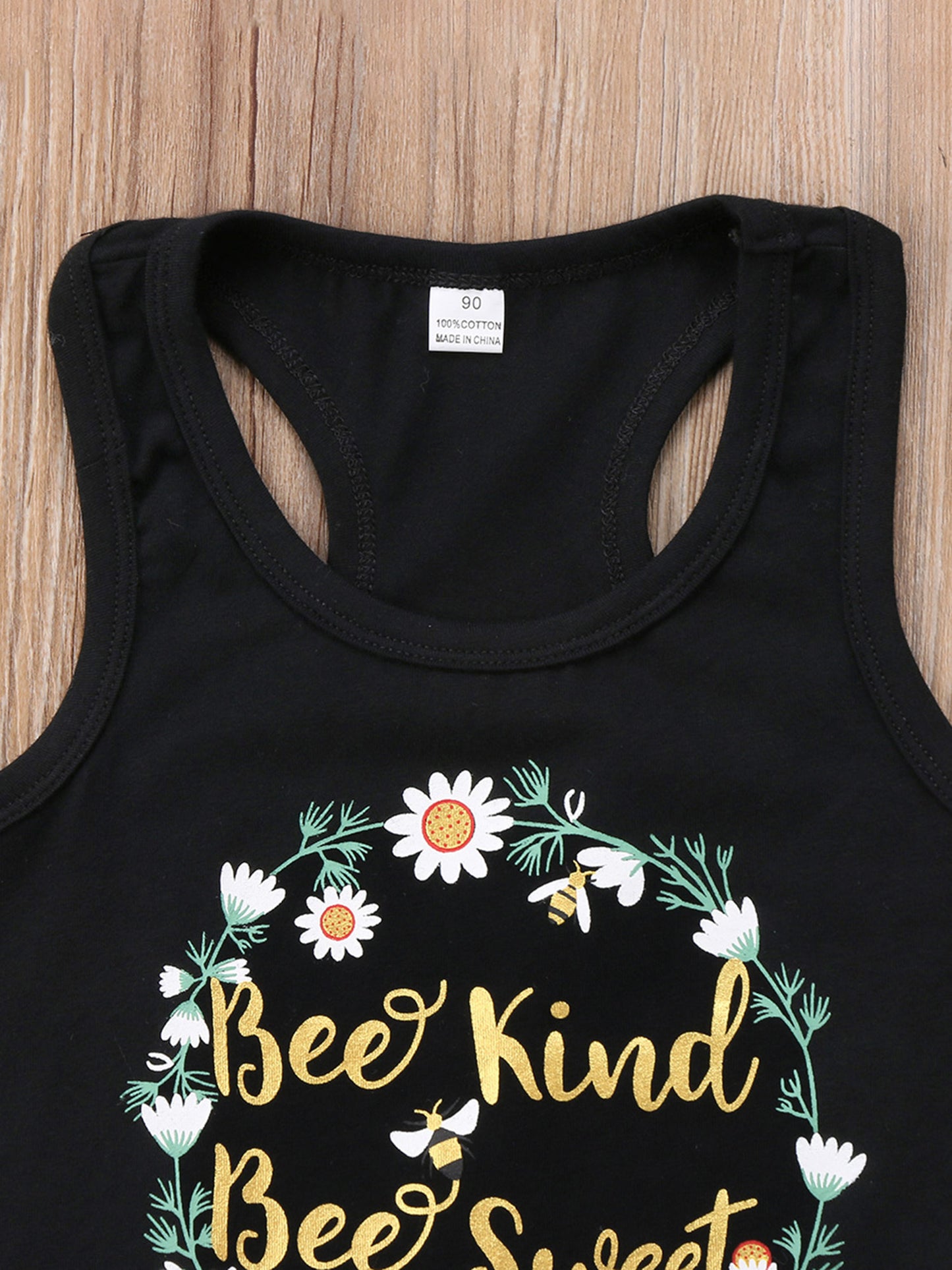 Baby Girls Sleeveless Letter Printed Halter Vest and Sunflower Denim Shorts Clothes 2pcs Outfits Set for Outdoor