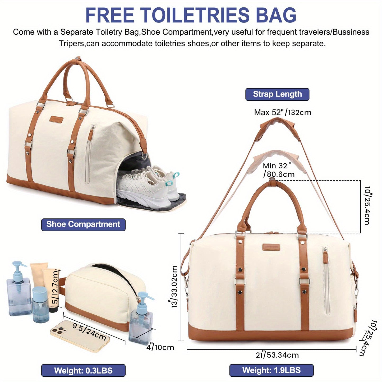 Travel Duffle Bag for Women Weekender Overnight Bag with Laptop Compartment Carry On Bag for Airplanes with Toiletry Bag Gym Tote Bag with Wet Pocket Hospital Bag for Labor and Delivery