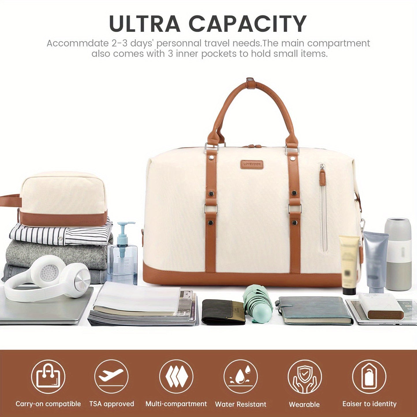 Travel Duffle Bag for Women Weekender Overnight Bag with Laptop Compartment Carry On Bag for Airplanes with Toiletry Bag Gym Tote Bag with Wet Pocket Hospital Bag for Labor and Delivery