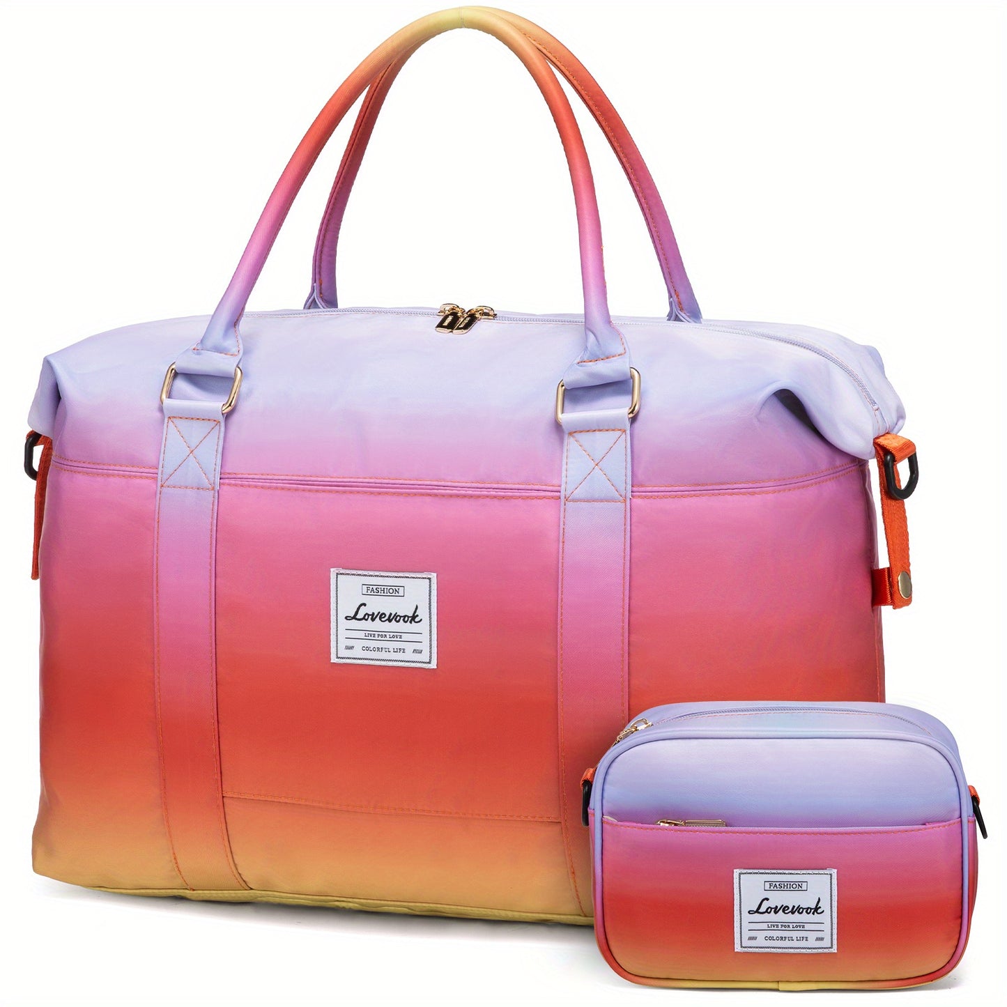 LoveVook Large Rainbow Weekender Overnight Bag for Women Travel Duffel Bag with Wet Pocket Gym Bag Toiletry Bag Hospital Bag for Labor and Delivery