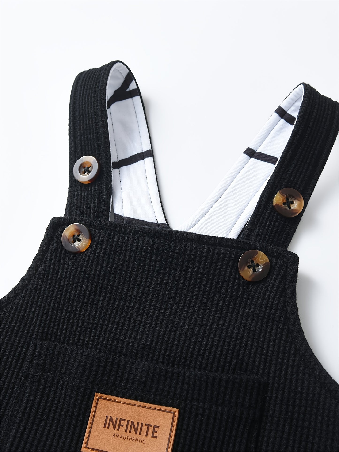 KuKitty 2Pcs Infant Baby Boy Overalls Solid Color Pocket Suspender Pants Jumpsuit