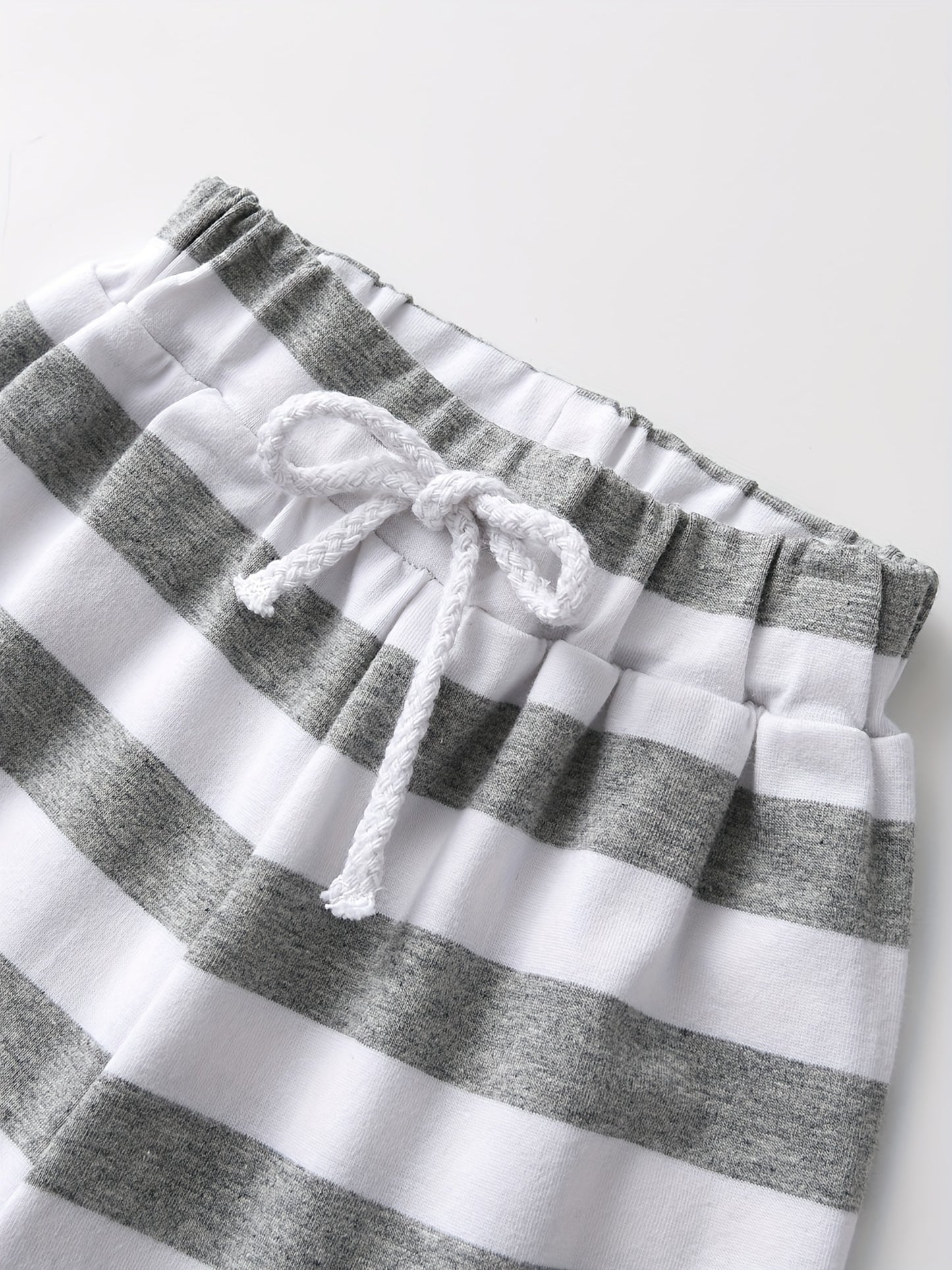 2pcs KuKitty Baby Boy Casual Outfit Set - Long Sleeve Cotton Hoodie Sweatshirt with Striped Pants, Knit Pullover, Regular Fit, Cotton Blend with Elastane, for Autumn/Winter, for Outdoor