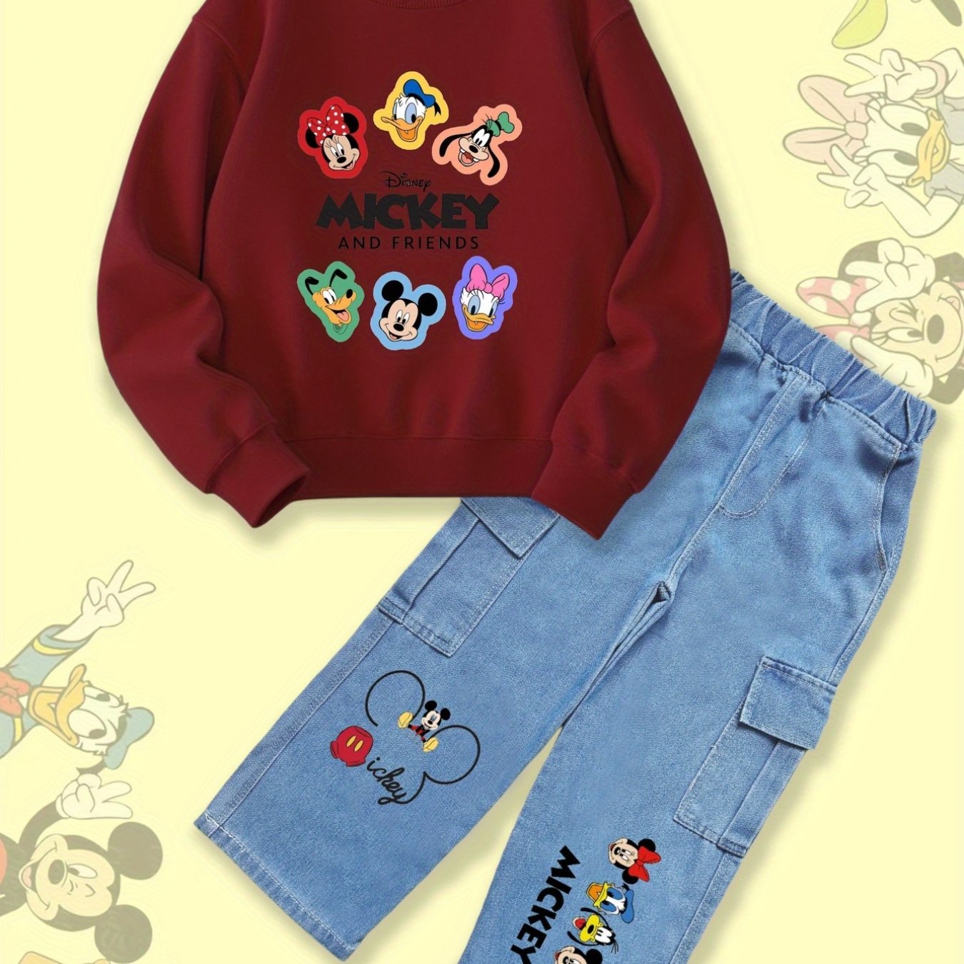 Disney Girls Autumn Winter Mickey And Friends Two Piece Set