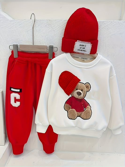 Autumn New Boy Long Sleeve Bear Sweater And Trousers Set