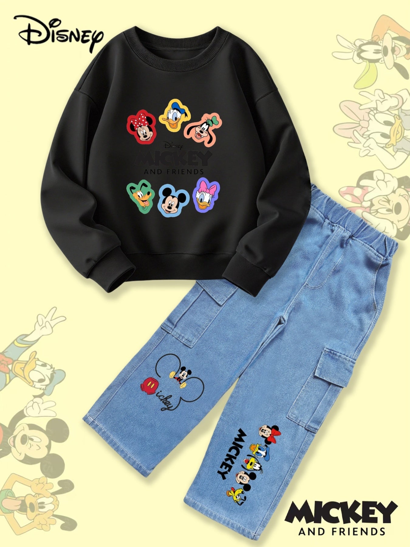 Disney Girls Autumn Winter Mickey And Friends Two Piece Set