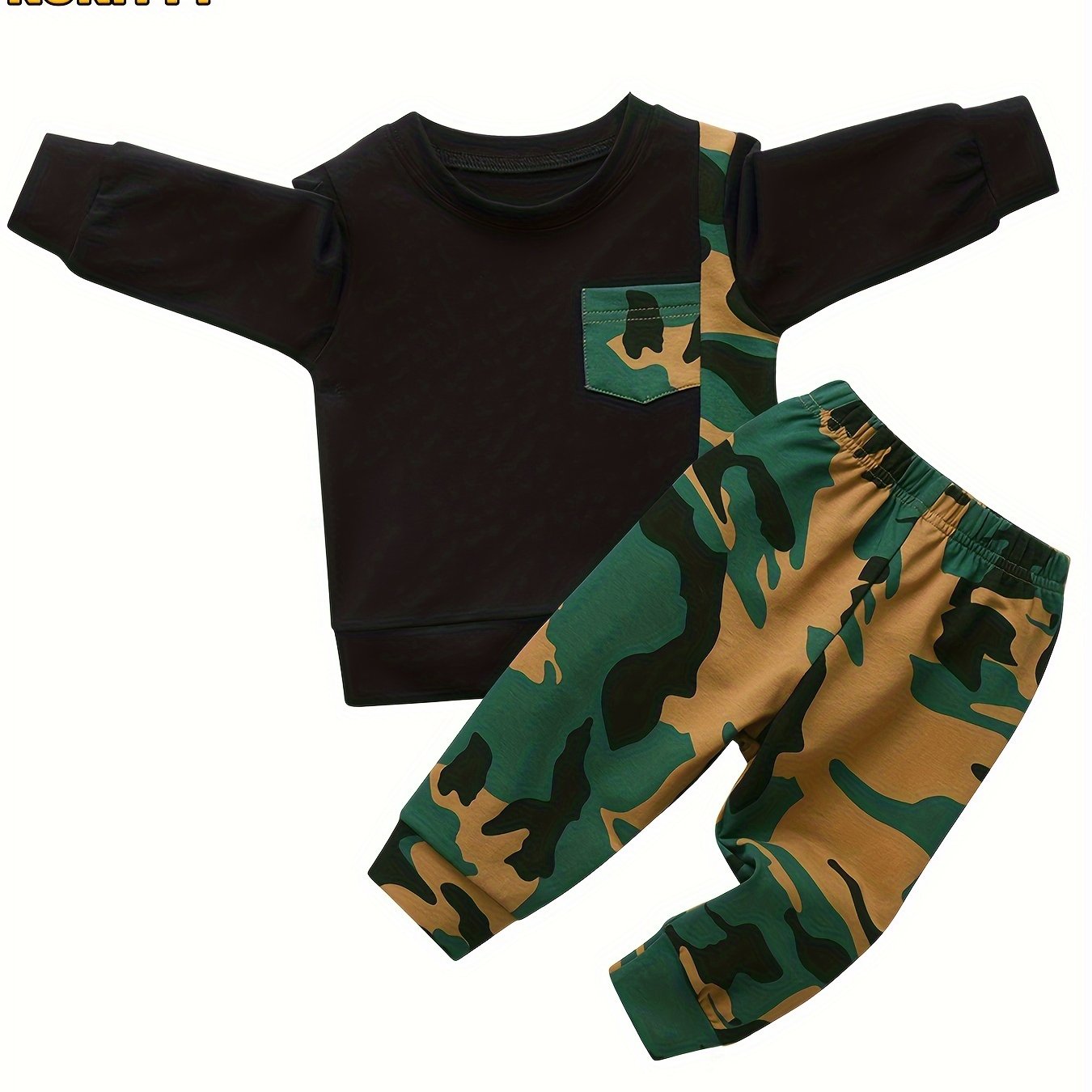KuKitty Toddler Boys Camo Long Sleeve Sweatshirt and Pants