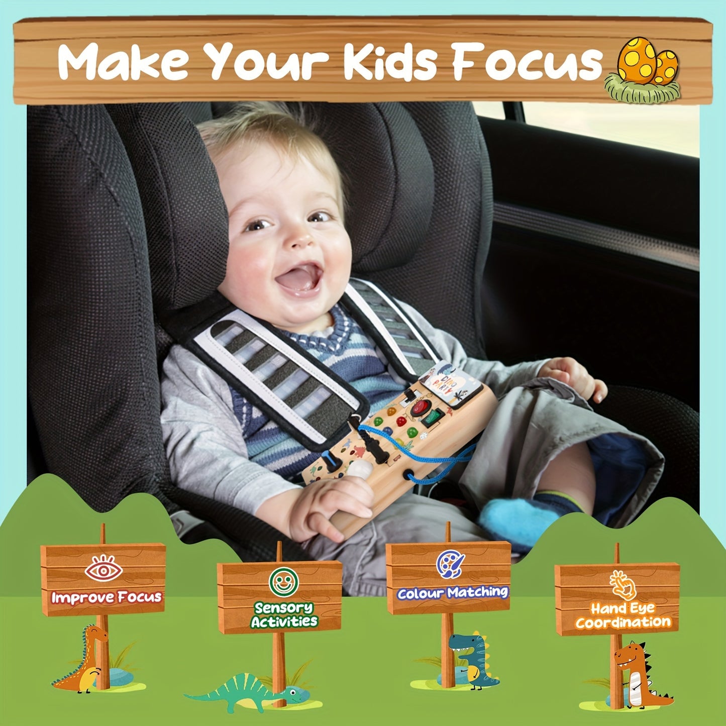 Sensory Board Wooden Toys for Youngsters Busy Board for 1 to 3 Years Old Preschool Learning Activities Birthday Gift for Boys and Girls