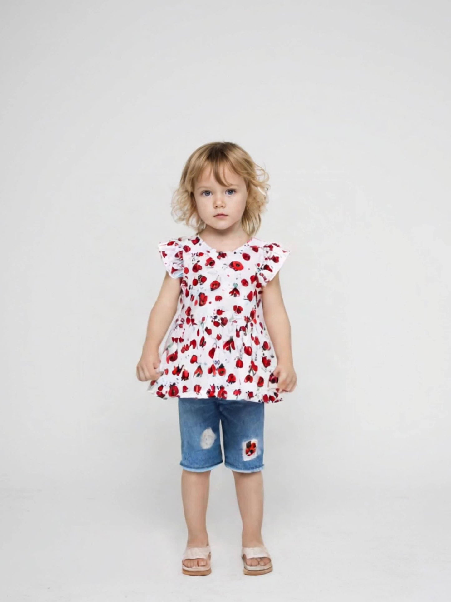 Cute Ladybug Baby Girl Ruffle Trim Sleeve T-Shirt and Shorts Outdoor Set Toddler Girl Casual Summer Outfit