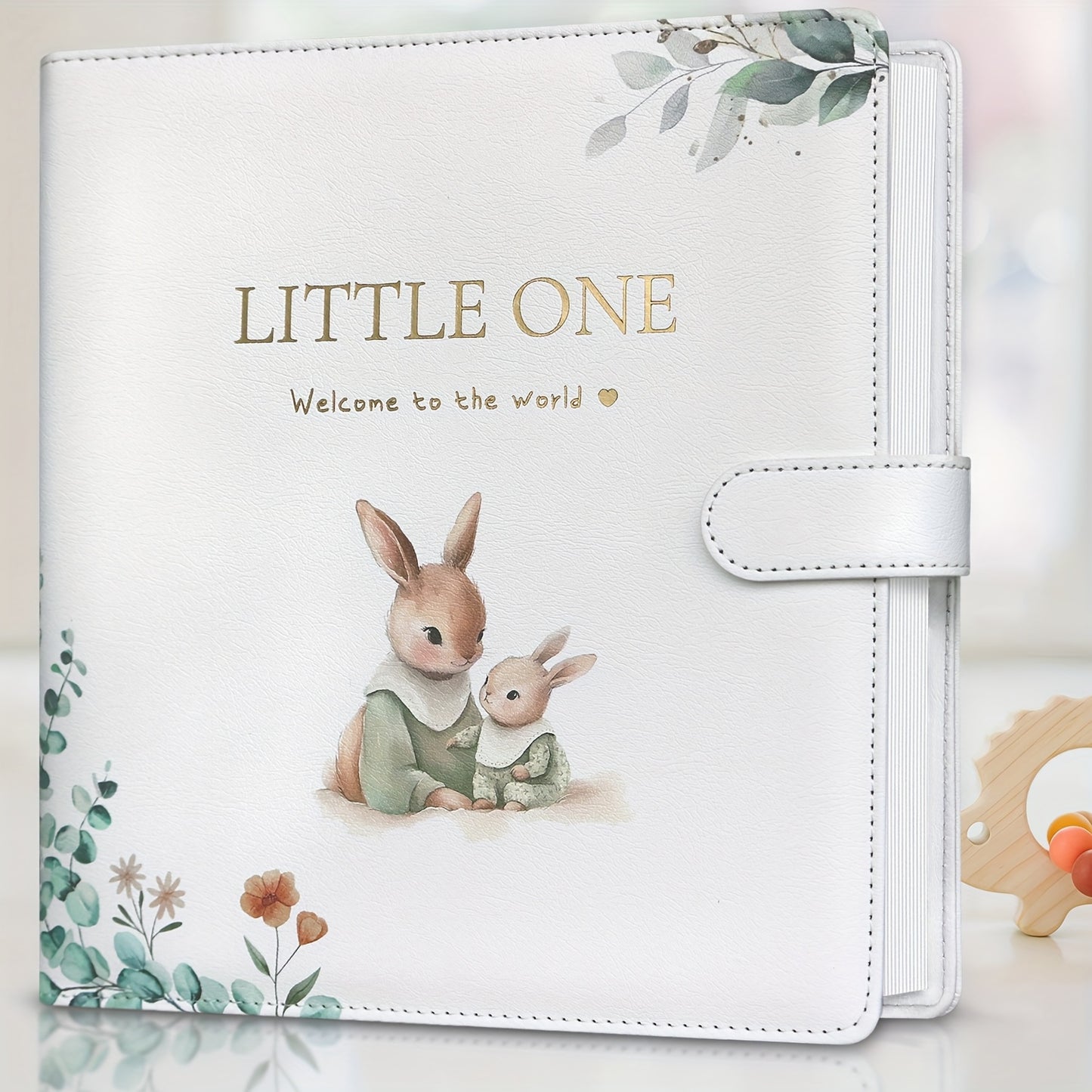 Little One Welcome to the World Baby Memory Book for Boys and Girls Floral Watercolor Design with Golden Lettering Elastic Closure Photo Album and Milestone Journal Timeless Keepsake from Birth to Age Five Perfect New Mom Gift