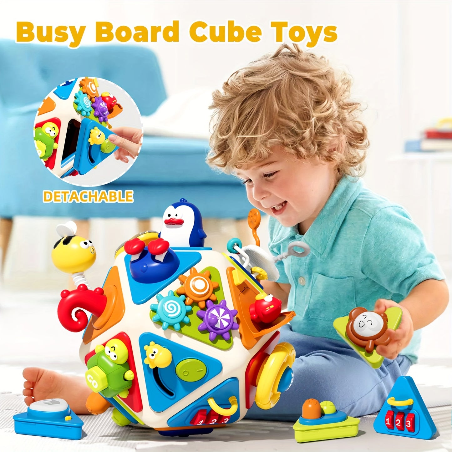 20 in 1 Youngsters Busy Board Cube Toys Active Cube Toys for 1 2 Year Old Boys Girls Early Educational Sensory Toy for Youngsters 1 to 3 Travel Toys Gifts for 1 2 Year Old Boy Girl