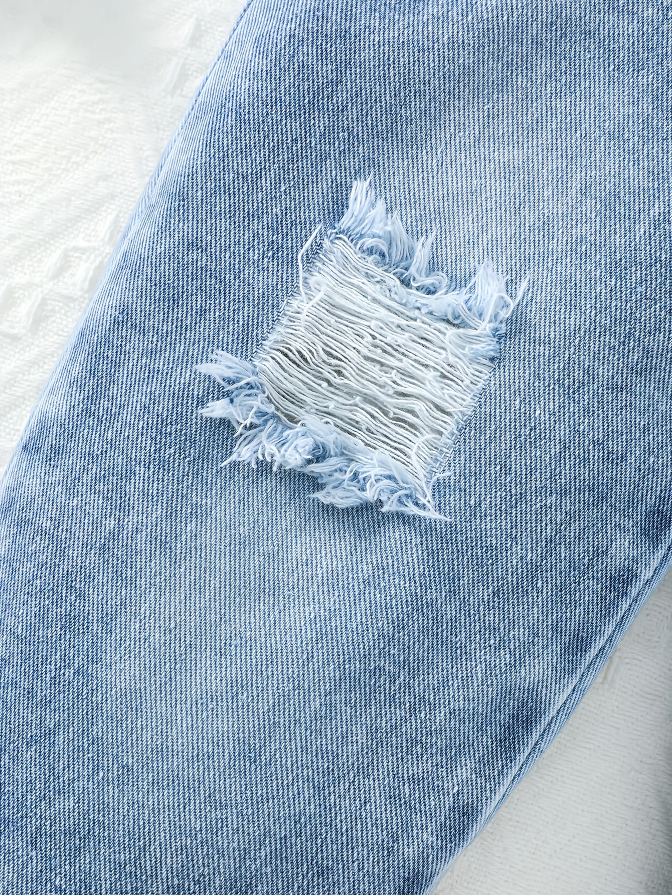 Kids Two Piece Striped Top And Distressed Faux Denim Set