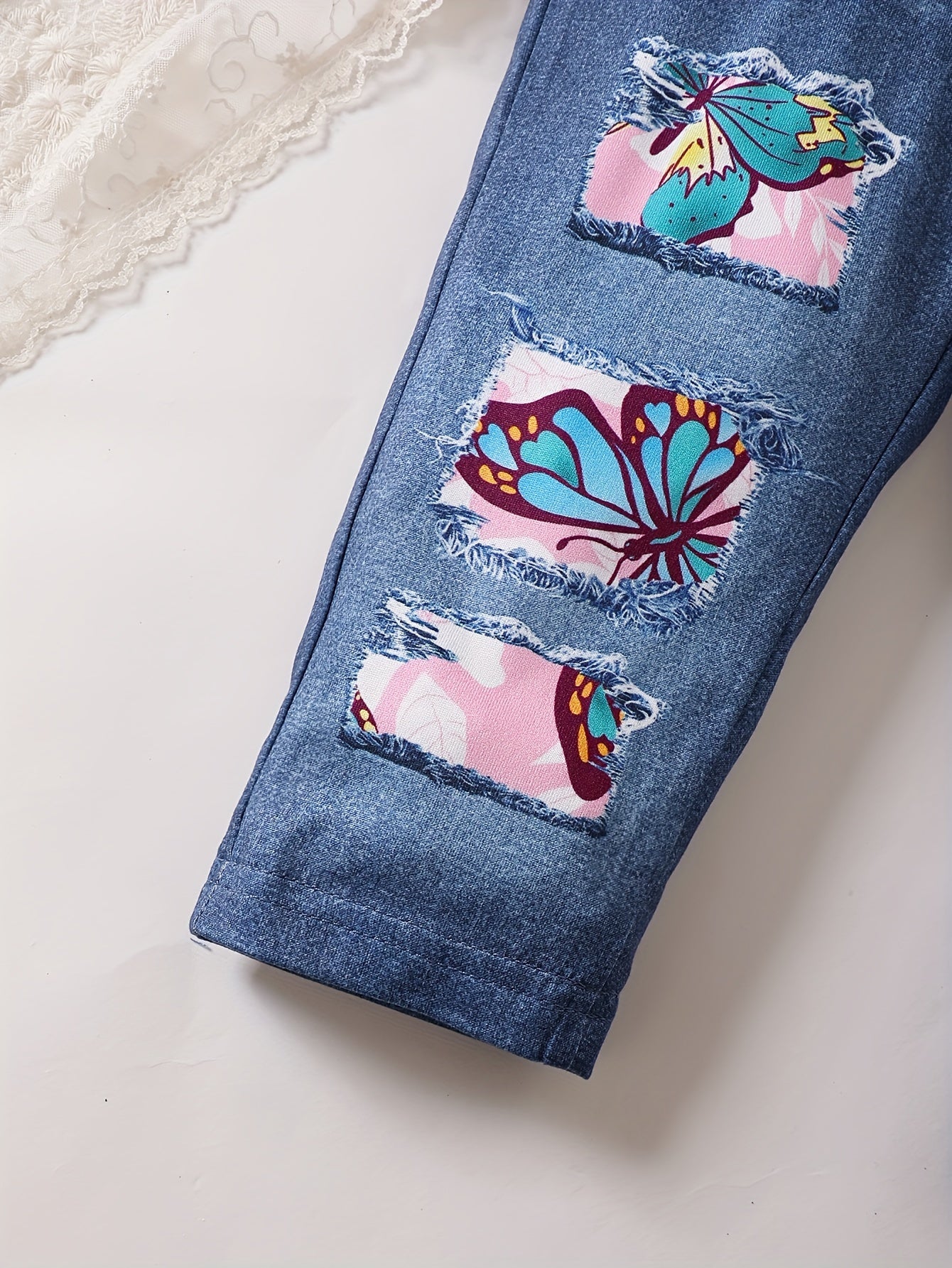 Toddler Baby Girl Winter Outfits Cute Butterfly Top And Jeans Set