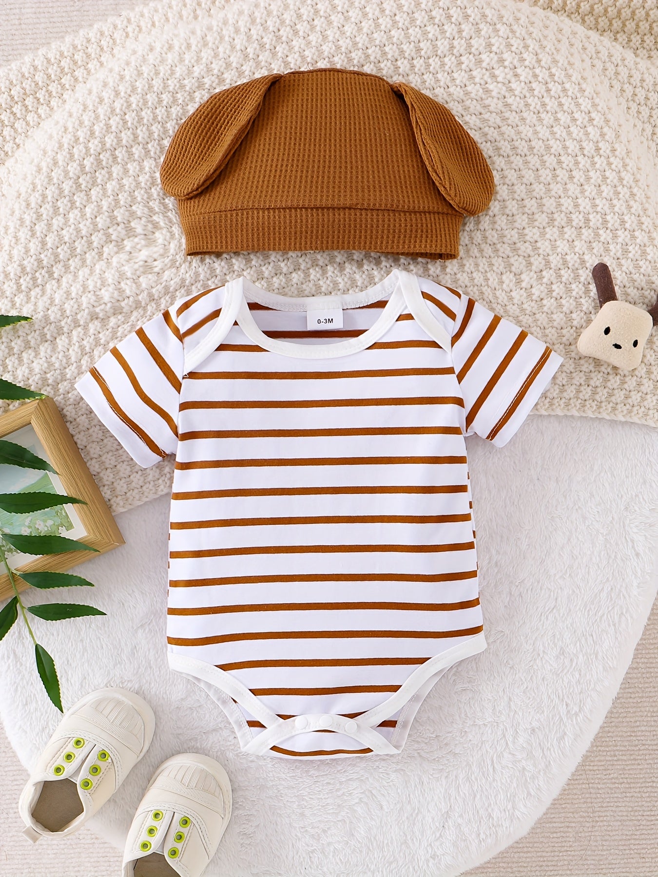 Baby Boy Clothes Short Sleeved Cute Cartoon Romper Shorts And Hat Overalls Suspender Set For Boys 0 To 18 Months Outdoor Use