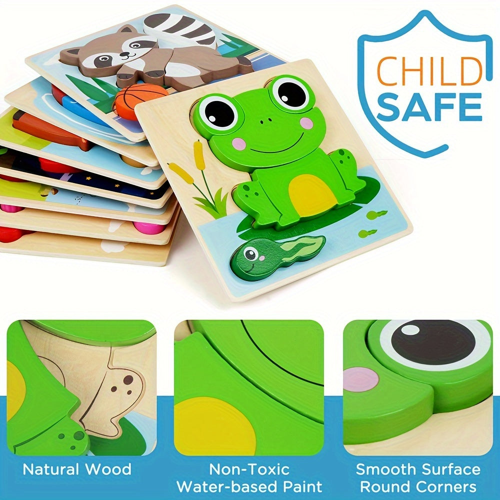 Wooden Puzzles For Toddlers 8 Pack Animal Puzzle Toys For Boys And Girls Educational Preschool Learning Toys Christmas Birthday And Thanksgiving Gifts