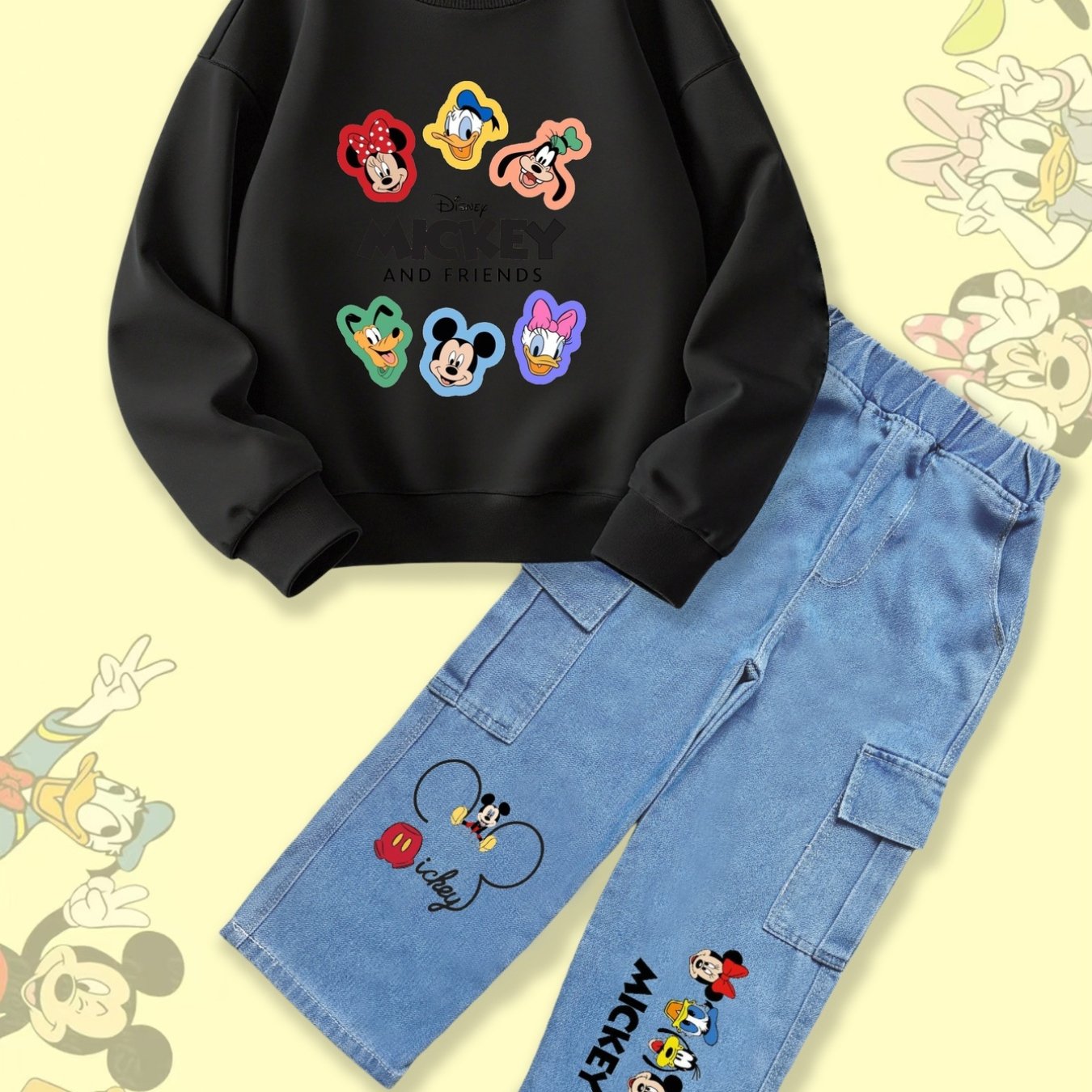Disney Girls Autumn Winter Mickey And Friends Two Piece Set