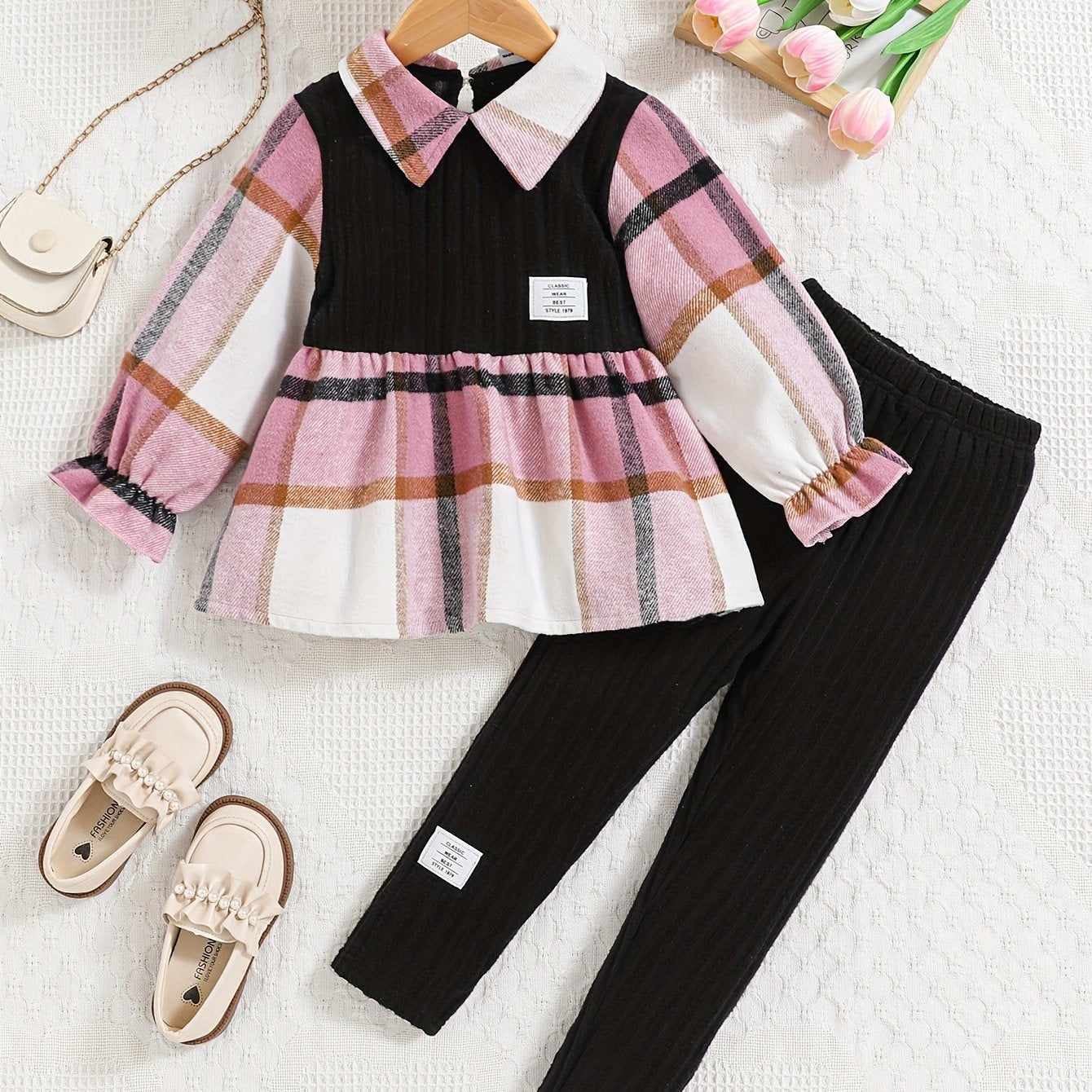 Plus Size Casual Two Piece Suit For Girls Long Sleeve Top