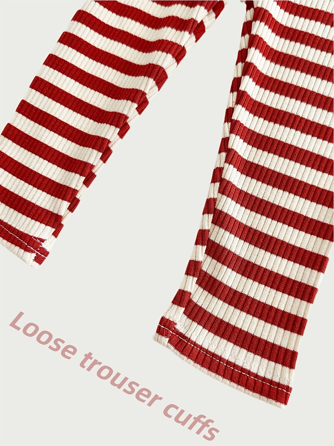 2pcs Set For Girls Featuring A Sweet And Cute Strawberry Pattern - Long Sleeve Round Neck Pullover And Striped Long Pants, Trendy Children'S Outfit For Girls, Autumn Kids' Clothing, Baby Girl Outfits, Toddler Girls' Clothing,