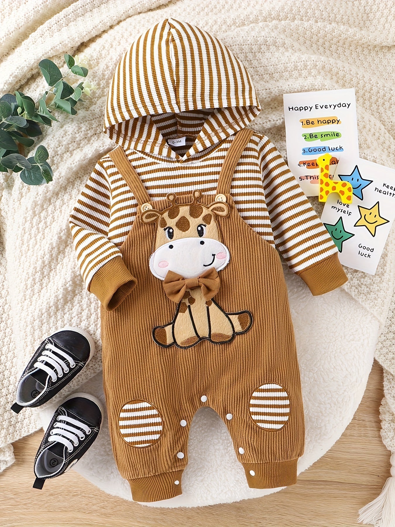 Baby Boy Clothes Newborn Outfits Infant Fall Winter Long Sleeve Cartoon Romper Bodysuit and Pocket Pants Set 0 Months to 18 Months for Outdoor Use