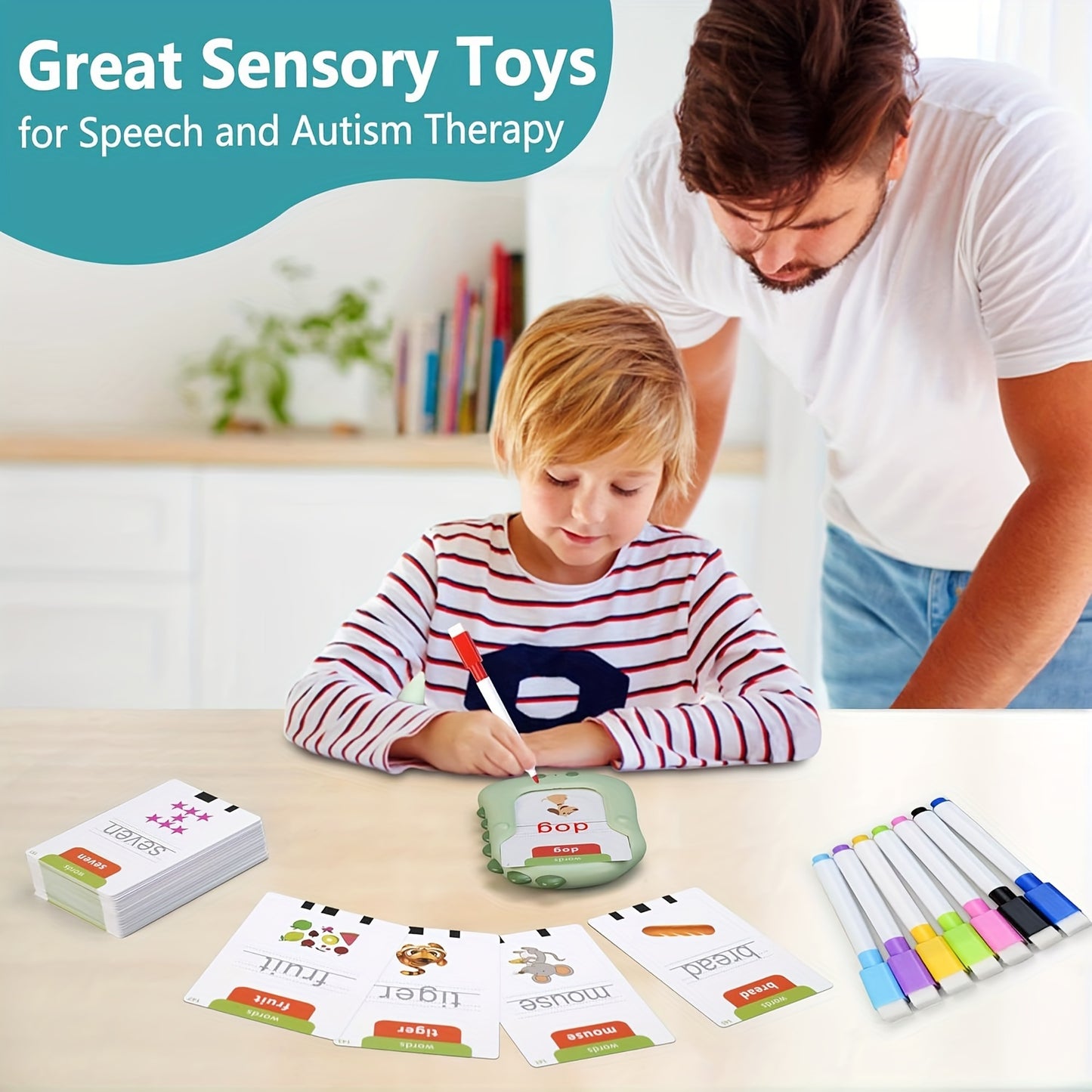 Re Writable Talking Flash Cards 168 Educational Sight Words Drawing Cards for Ages 3 Plus Green Durable Plastic for Speech Therapy and Sensory Learning