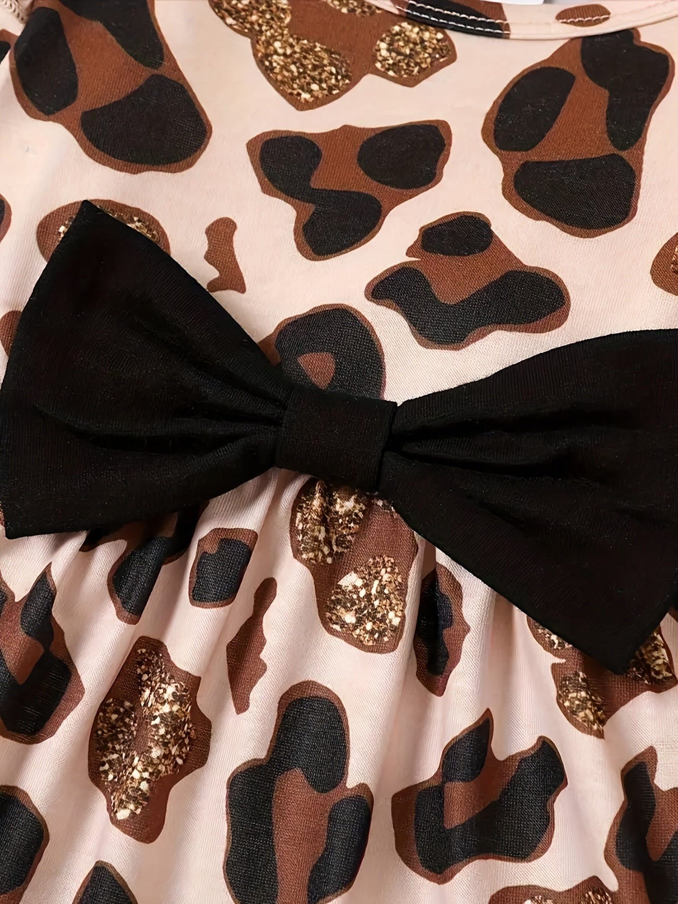 Baby Girl Autumn Winter Bowknot Top Leopard Print Pants