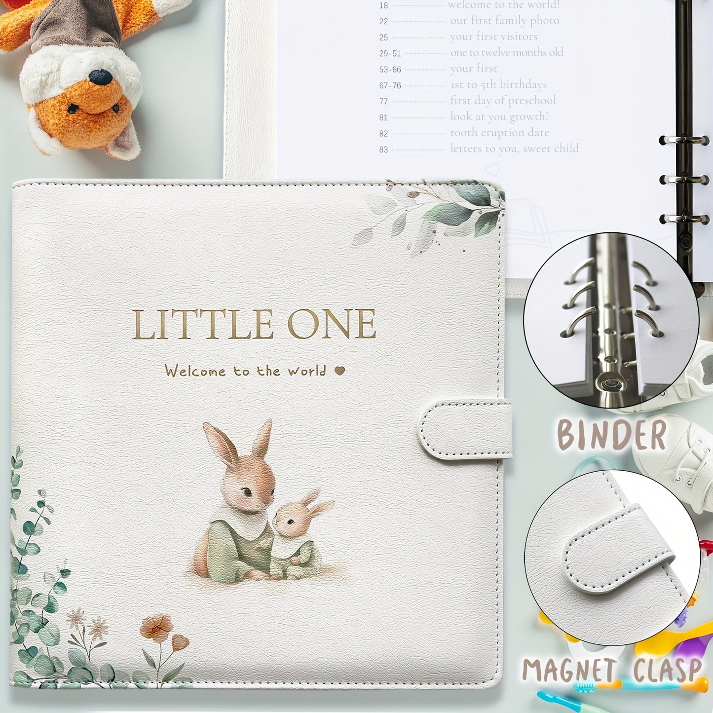 Little One Welcome to the World Baby Memory Book for Boys and Girls Floral Watercolor Design with Golden Lettering Elastic Closure Photo Album and Milestone Journal Timeless Keepsake from Birth to Age Five Perfect New Mom Gift
