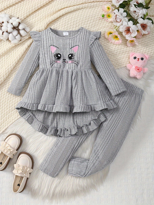 Two-Piece Baby Casual Comfortable Beetle Printed Full-Print Long-Sleeved Shoulder Knitted Open-Crotch One-Piece Trousers Leg-Wrapping Baby Boy's One-Piece Jumpsuit, Perfect for Outdoor