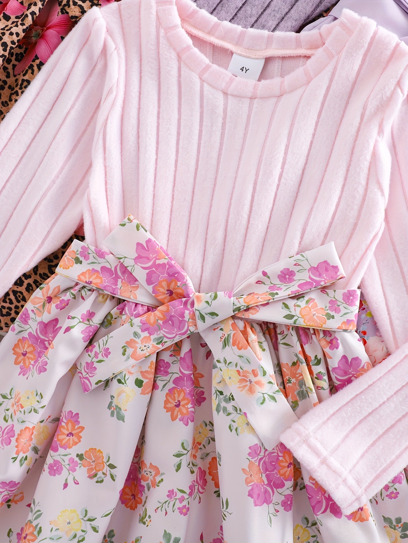 Floral Three Piece Girls Dress Set For Outdoor Casual Wear
