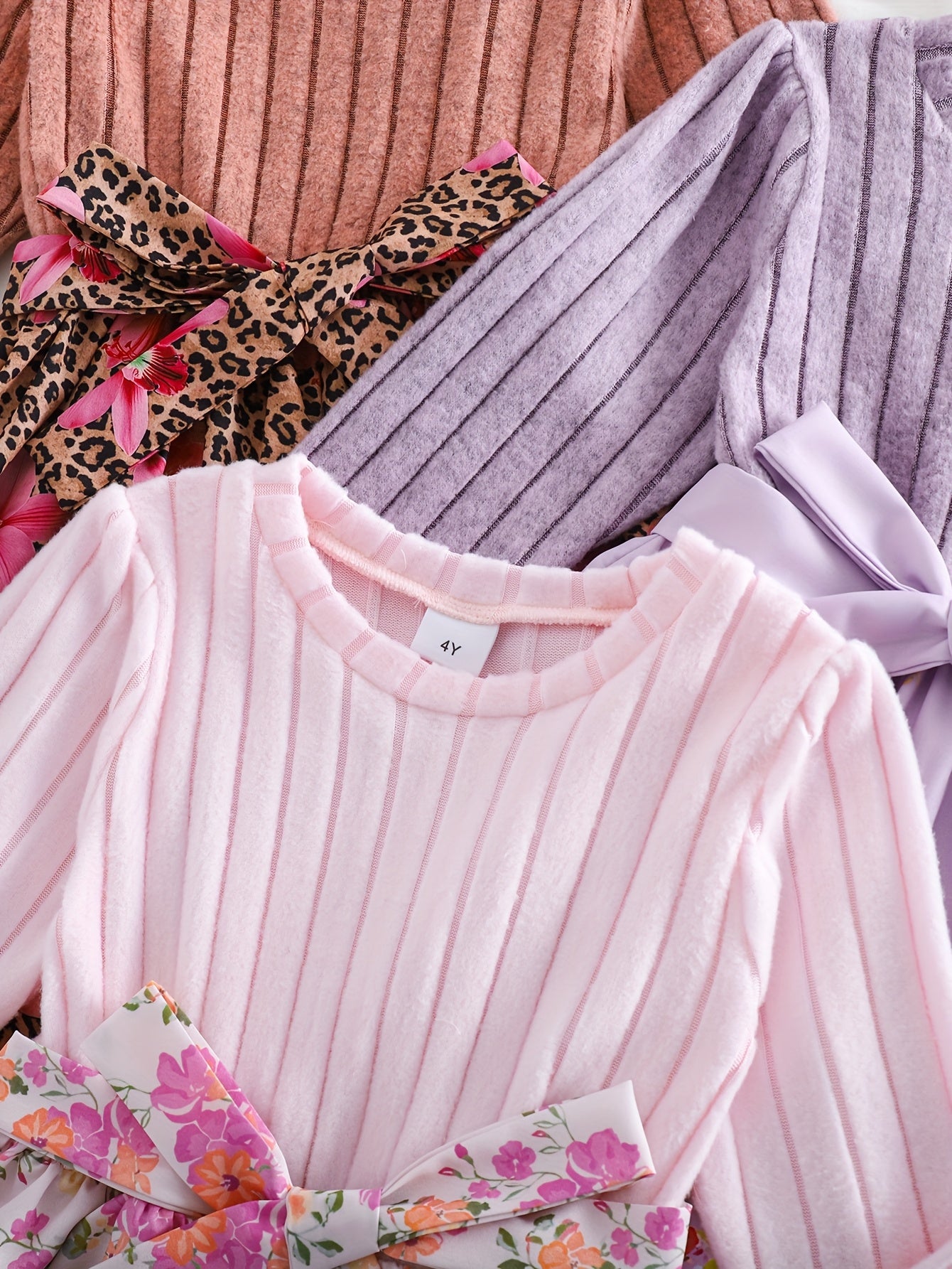 Floral Three Piece Girls Dress Set For Outdoor Casual Wear