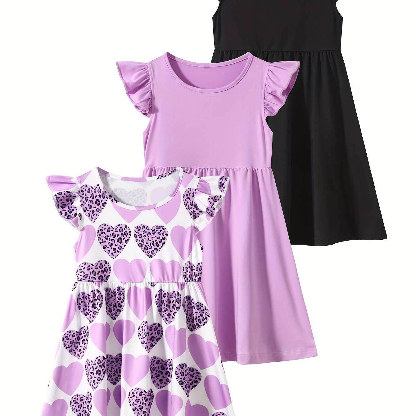 3pcs Girls Love Print Camouflage Design Short Sleeve Athletic Shorts Summer Suit