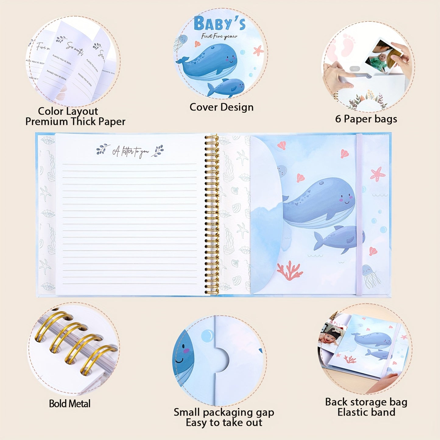 Baby Growth Memory Book DIY Scrapbook Album Birth Souvenir Growth Diary Gift For New Parents Family Growth Memoir