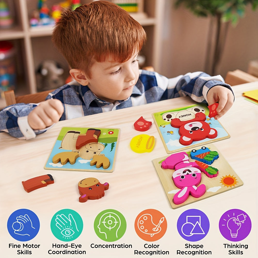 Wooden Puzzles For Toddlers 8 Pack Animal Puzzle Toys For Boys And Girls Educational Preschool Learning Toys Christmas Birthday And Thanksgiving Gifts