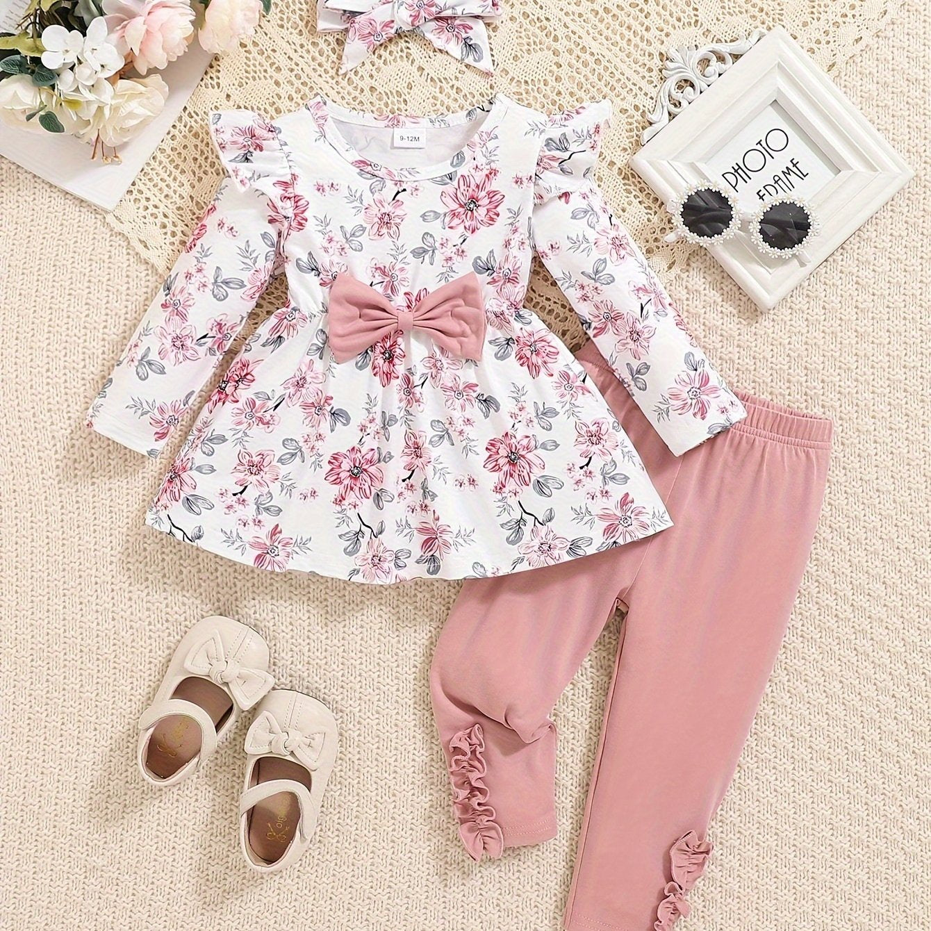 Three Piece Girls Autumn Winter Set Long Sleeve Shirt Pants