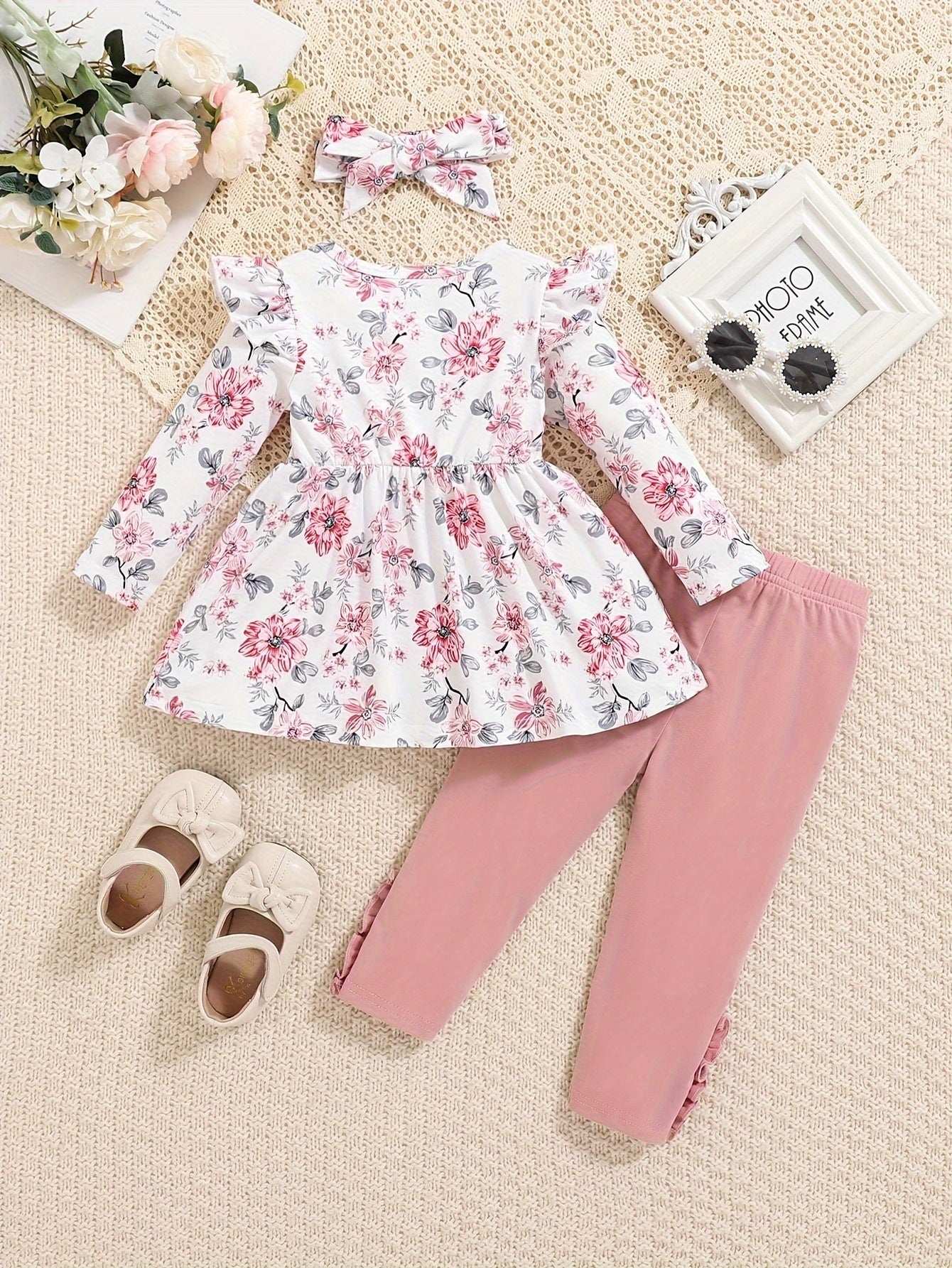 Three Piece Girls Autumn Winter Set Long Sleeve Shirt Pants