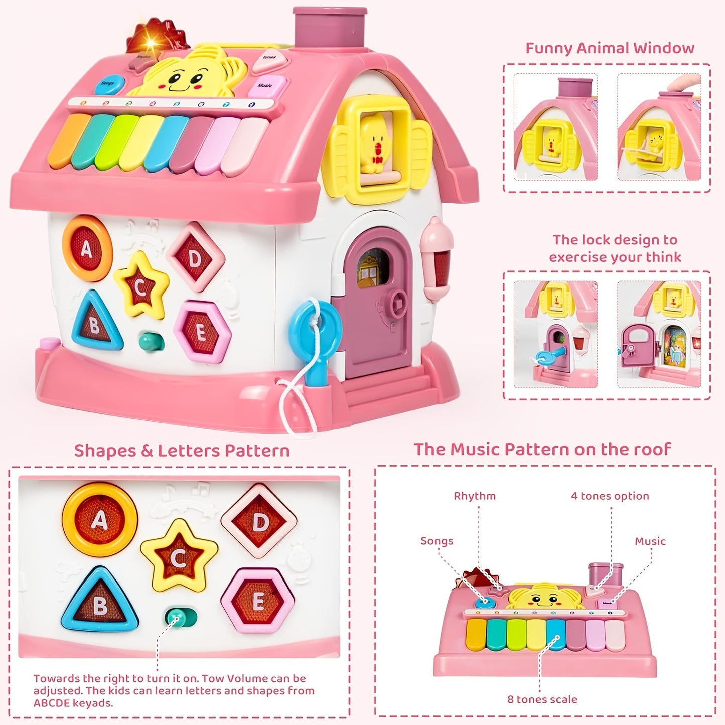 8 In 1 Multi Functional House Toy Musical Toys for 1 Year Old Baby Educational Enlightenment Toys for Toddler 18 Months First Birthday Gifts Boys Girls