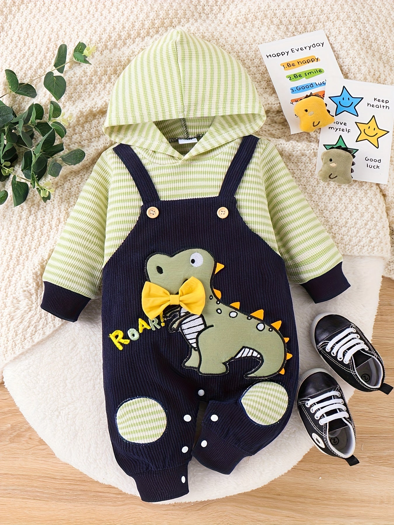 Baby Boy Clothes Newborn Outfits Infant Fall Winter Long Sleeve Cartoon Romper Bodysuit and Pocket Pants Set 0 Months to 18 Months for Outdoor Use