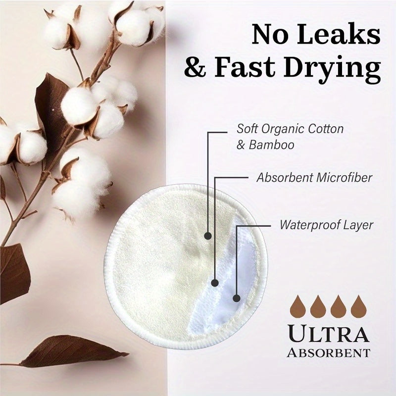 14 Washable Non Slip Nursing Pads Leakproof Reusable Soft Absorbent Breast Pads for Breastfeeding Made from High Quality Cotton