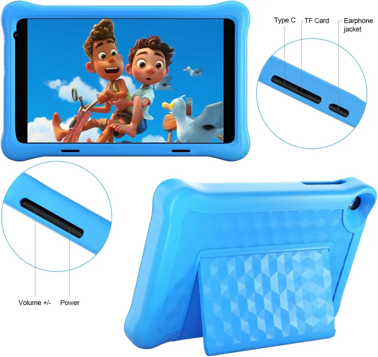 8 Inch Kids Tablet Android 11 Quad Core 2GB RAM 32GB Case