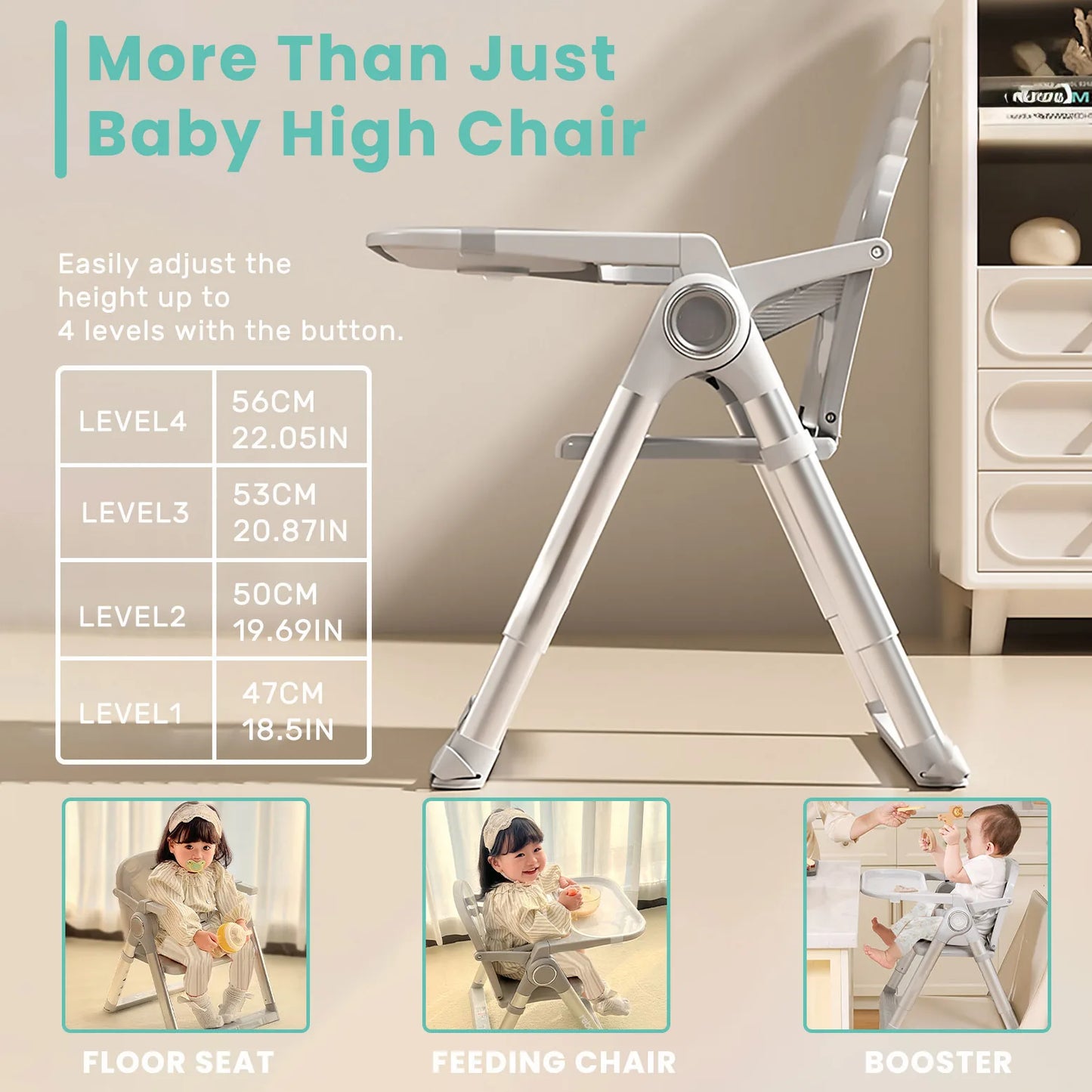 Baby Folding Booster Seat High Chair for Dining Portable Feeding Seat for Children 6 Months to 3 Years