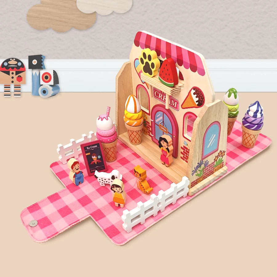 Wooden Ice Cream Toys Montessori Role Play Educational Shop