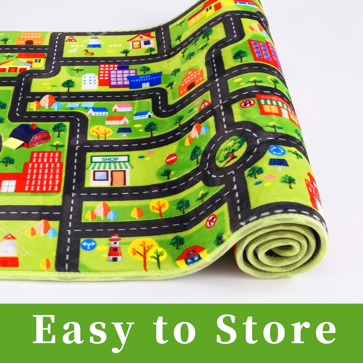 Round 4Ft Kids Rug Playroom Car Mat City Road Map For Cars