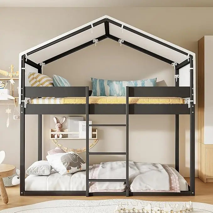 Twin Over Twin Bunk Bed With Drawers Storage Box Shelf Wood