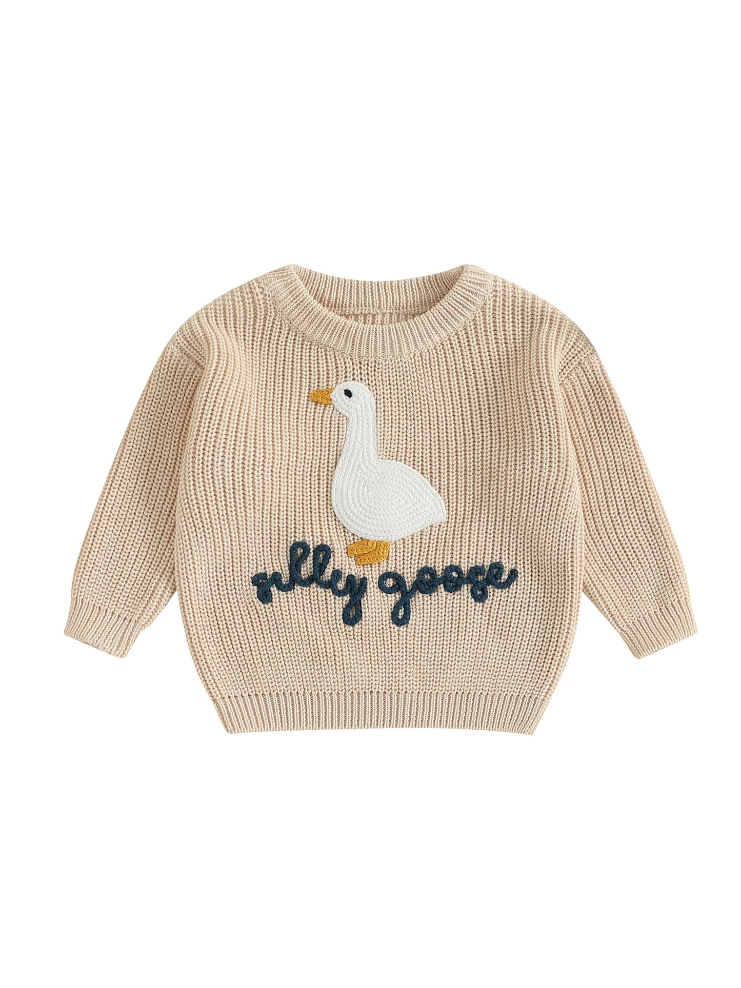 Infant Toddler Duck Embroidered Sweater Crewneck Unisex
