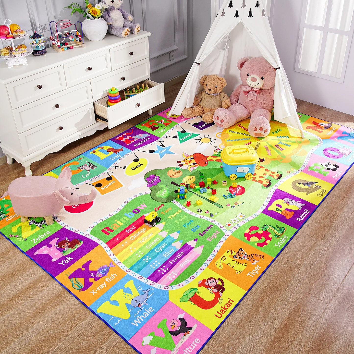 Large Children's Play Mat Giraffe Animal Carpet for Boys Kindergarten Bedroom Decorative Letters Carpet